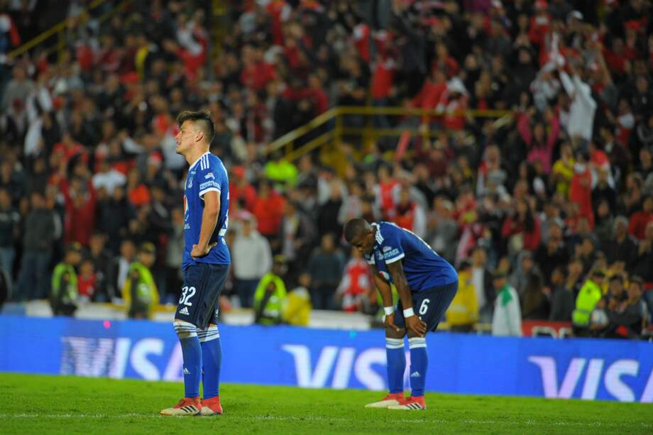 Los jugadores de Millonarios lamentan la eliminación de la Liga Águila. / Cristian Garavito