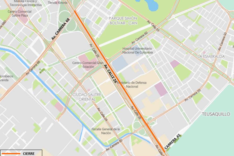 Ojo: cerrarán calzada exclusiva de TM en Av. Calle 26 entre con carrera 45.