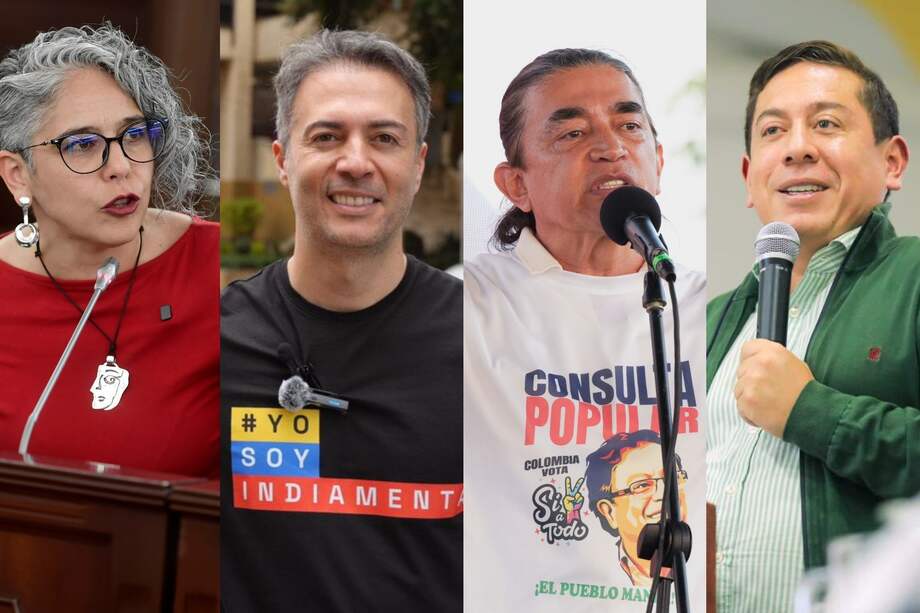 Senadora María José Pizarro, exalcalde Daniel Quintero, director de Prosperidad Social, Gustavo Bolívar, y gobernador de Boyacá, Carlos Amaya.