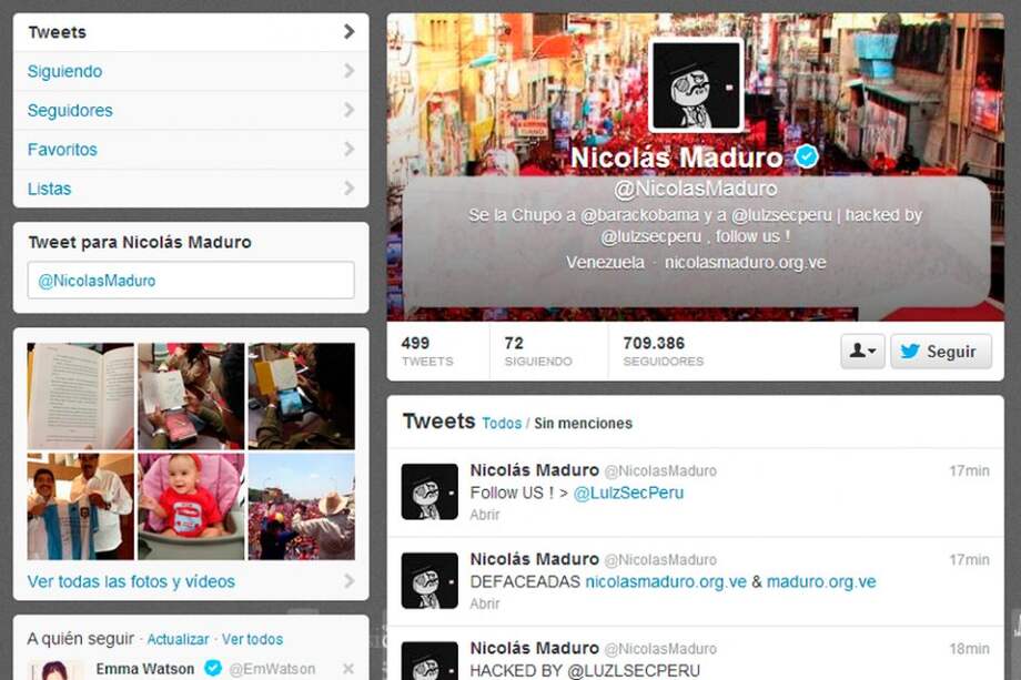 Piratean cuenta en Twitter de Maduro y dicen que fue desde Bogotá