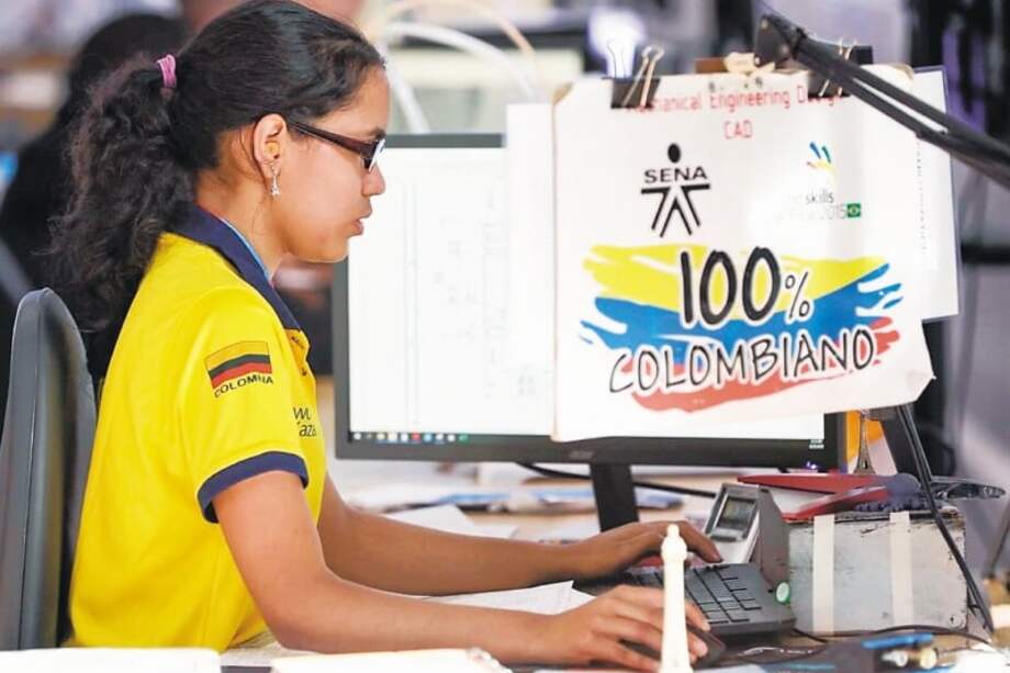 La antioqueña Jenifer Cardona, medalla de bronce en la modalidad de Ingeniería Mecánica CAD. / Fotos: Cortesía