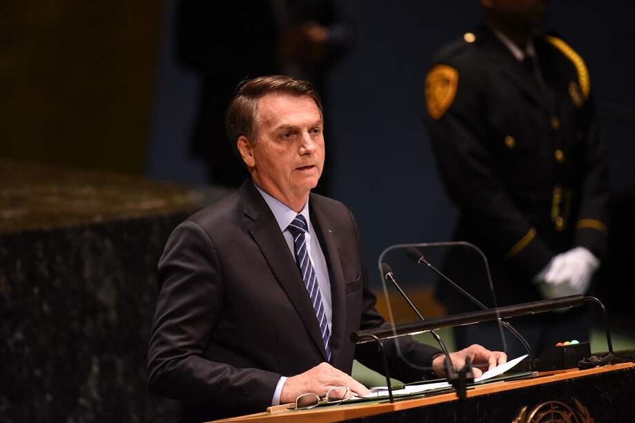 Jair Bolsonaro, presidente de Brasil, durante la Asamblea General de la ONU. / AFP