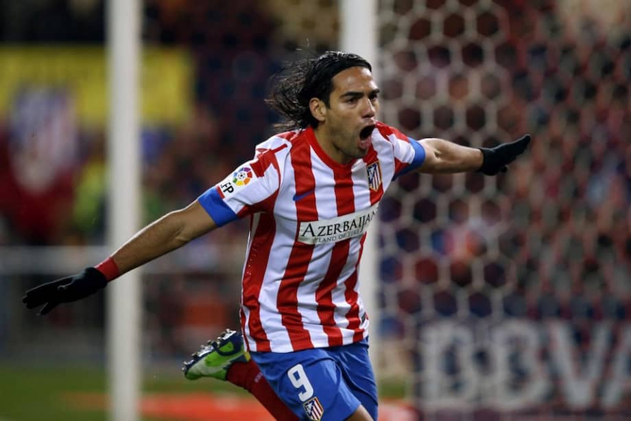 Falcao celebra uno de los cinco goles contra el Deportivo La Coruña . Foto: AFP
