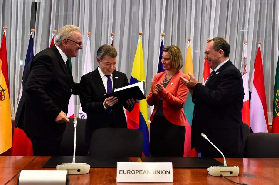 La firma del Fondo Fiduciario para Colombia se realizó en Bruselas, Bélgica. / Presidencia