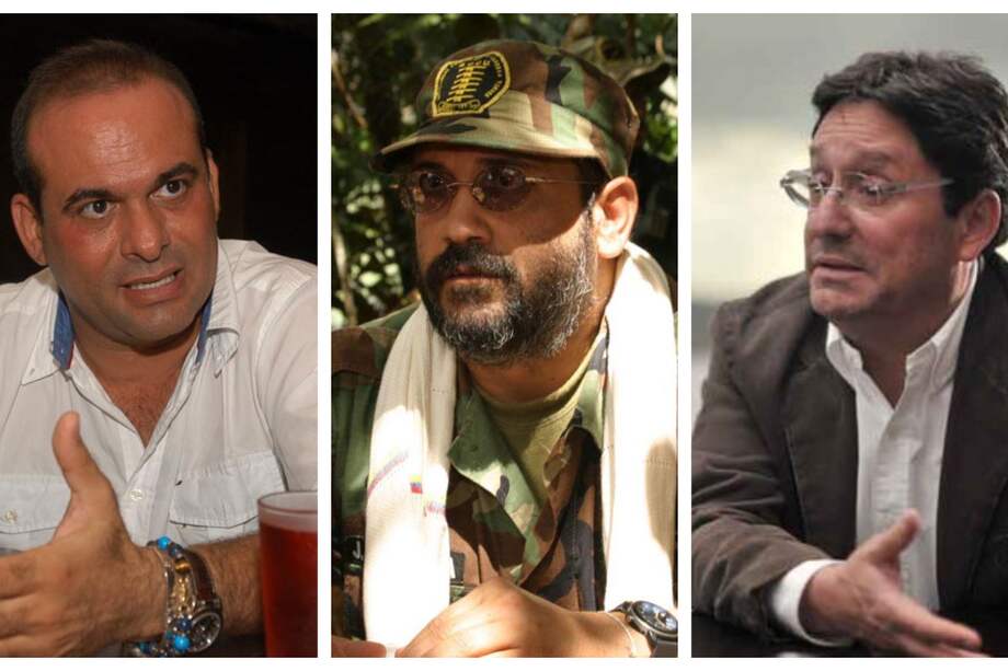 Salvatore Mancuso; Rodrigo Tovar Pupo, alias Jorge 40; y Francisco Santos.