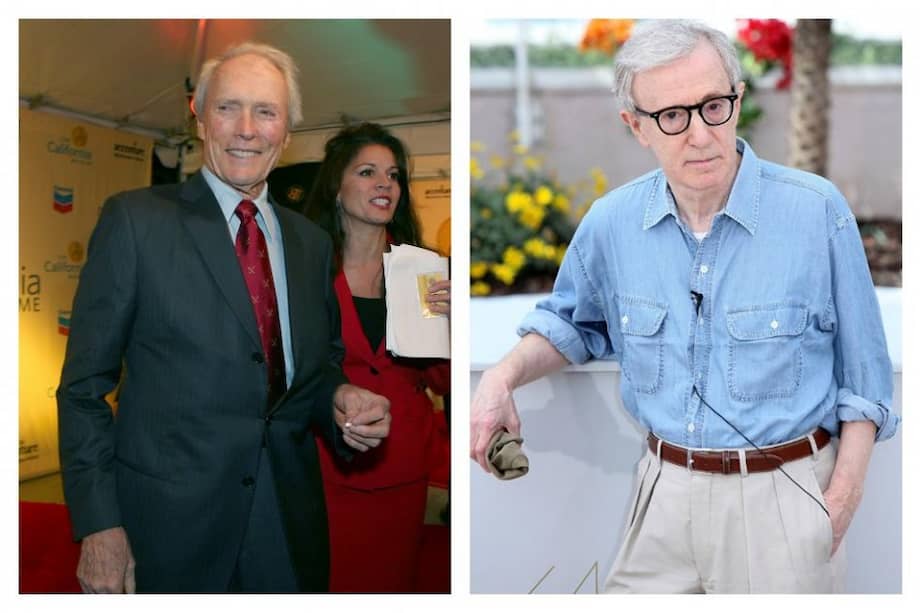 Los directores de cine Clint Eastwood y Woody Allen.
