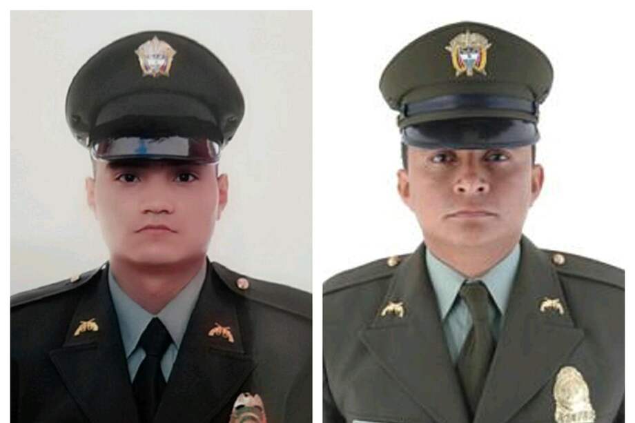 A la izquierda, el patrullero Jose Goyes. A la derecha, Wilmar Guzmán Martínez, ambos asesinados en Arauca.