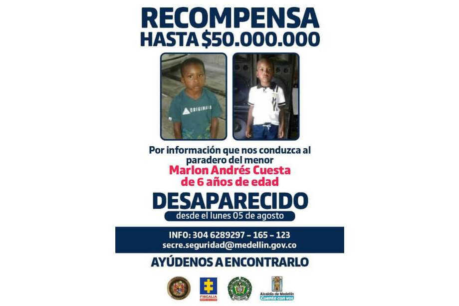 El menor desapareció el pasado lunes 5 de agosto en la estación Las Torres del Metrocable, Línea H. / Cortesía