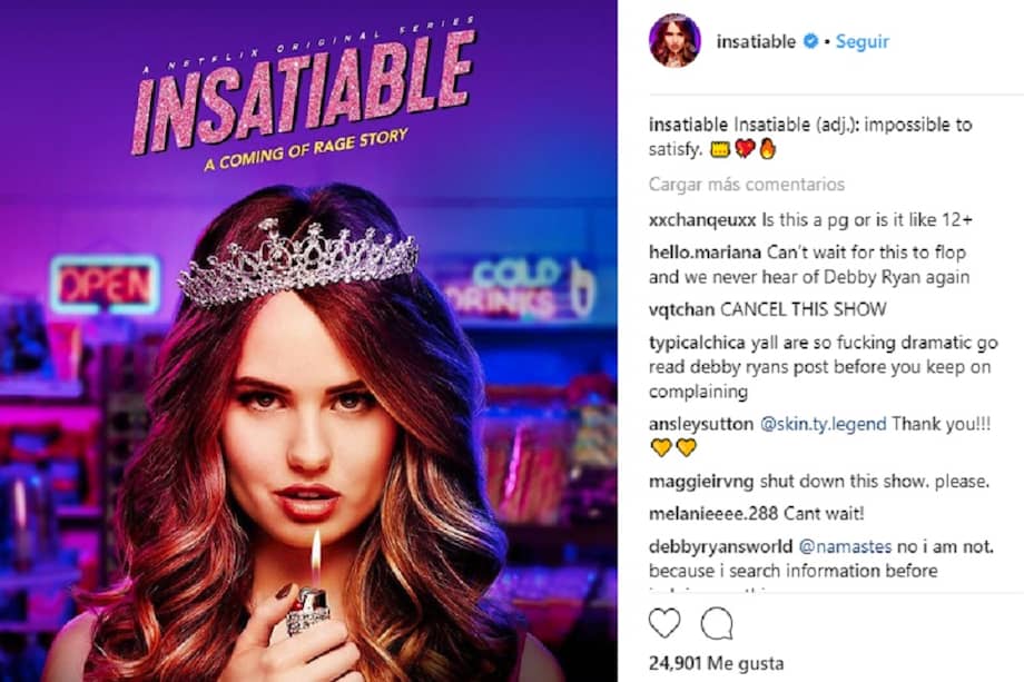 Piden cancelar lanzamiento de serie de Netflix acusada de burlarse de los obesos. / Tomada de Instagram @debbyryan