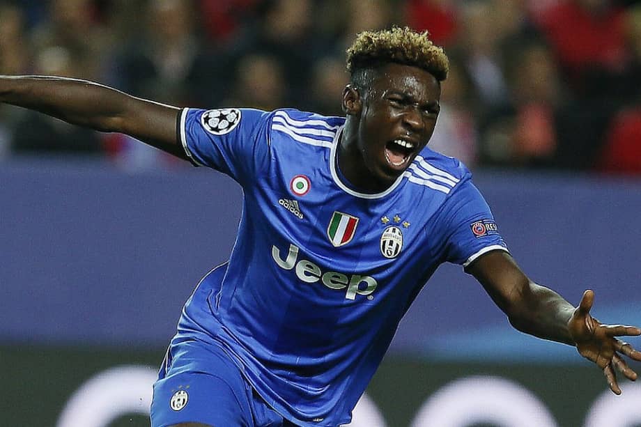 Moise Kean celebra uno de los goles con los que Juventus derrotó a Sevilla. / EFE