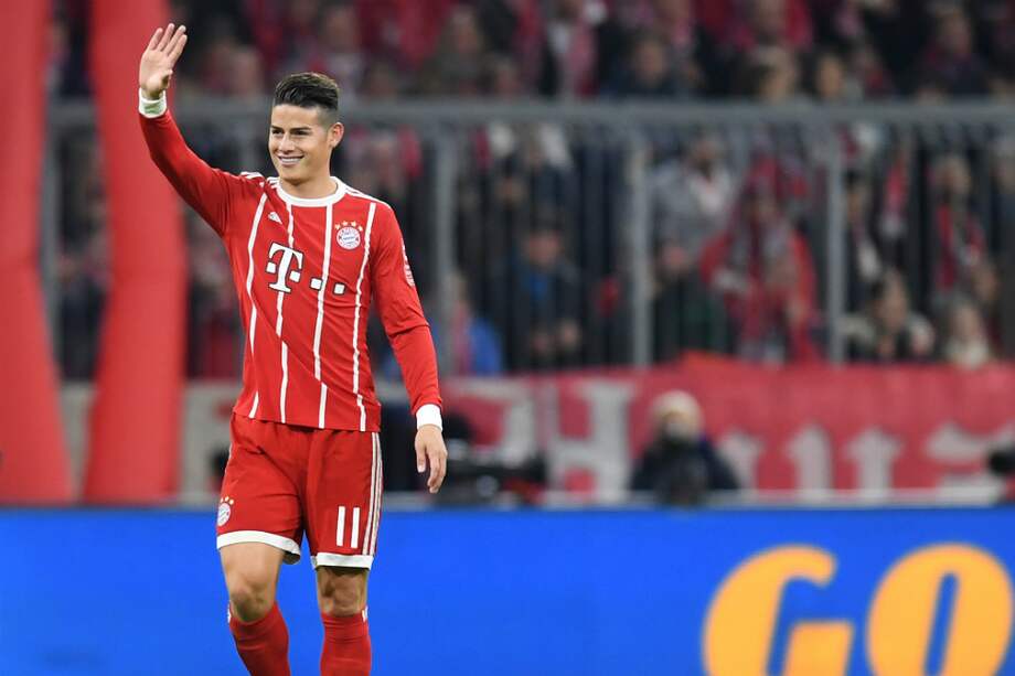 James festeja el tanto que anotó este sábado en el Allianz Arena. / AFP
