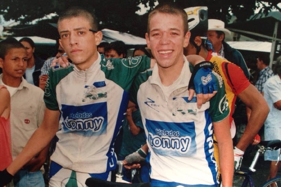 Juan David Laverde (izq.), cuando era compañero de Rigoberto Urán.