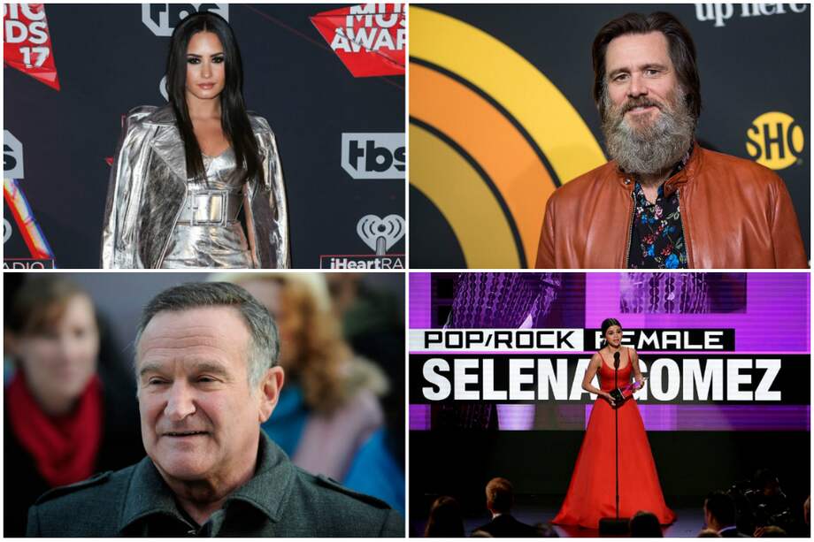 Demi Lovato, Jim Carrey, Robin Williams & Selena Gomez son algunos de los famosos que han padecido trastornos mentales. / Bang Showbiz & AFP