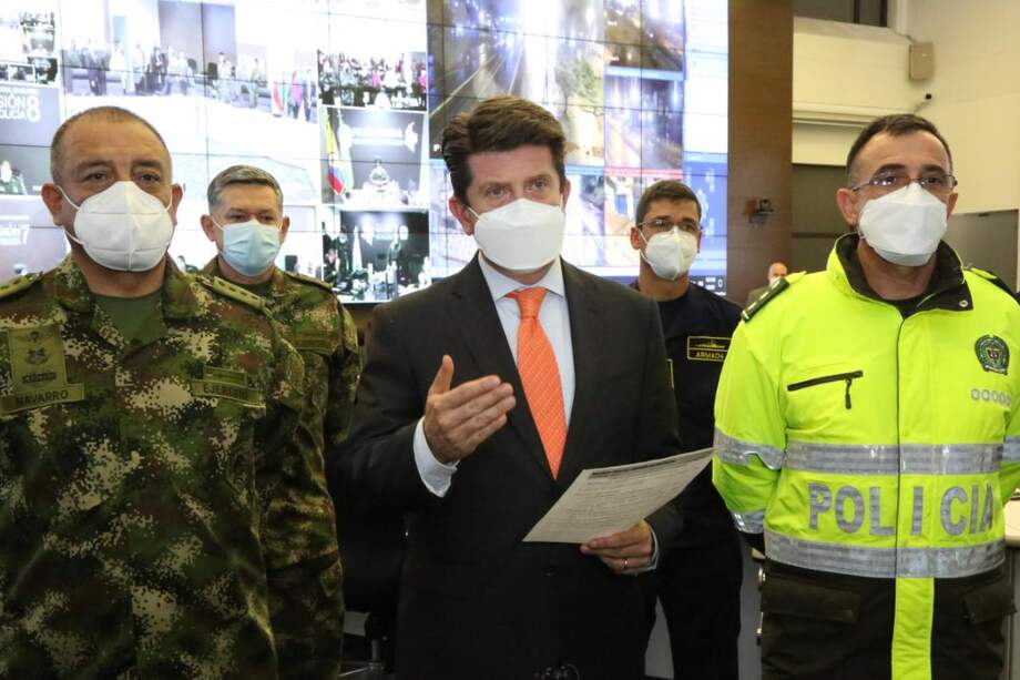 Ministro de Defensa, Diego Molano, entraga balance sobre el Paro Nacional del 5 de mayo.