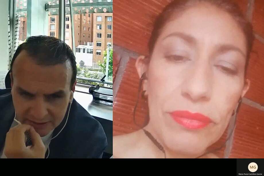 Eurídice Cortés Velasco (derecha), alias Diana, exintegrante del frente Cacique Pipintá de las AUC, durante su declaración ante la Fiscalía.