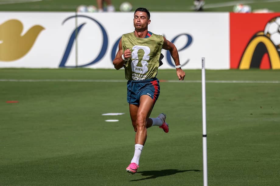 Cristiano Ronaldo entrenando en Palm Beach, Florida, Estados Unidos, este lunes 22 de junio, previo al duelo de Portugal contra la República Democrática del Congo por la segunda fecha del grupo K del Mundial 2026.