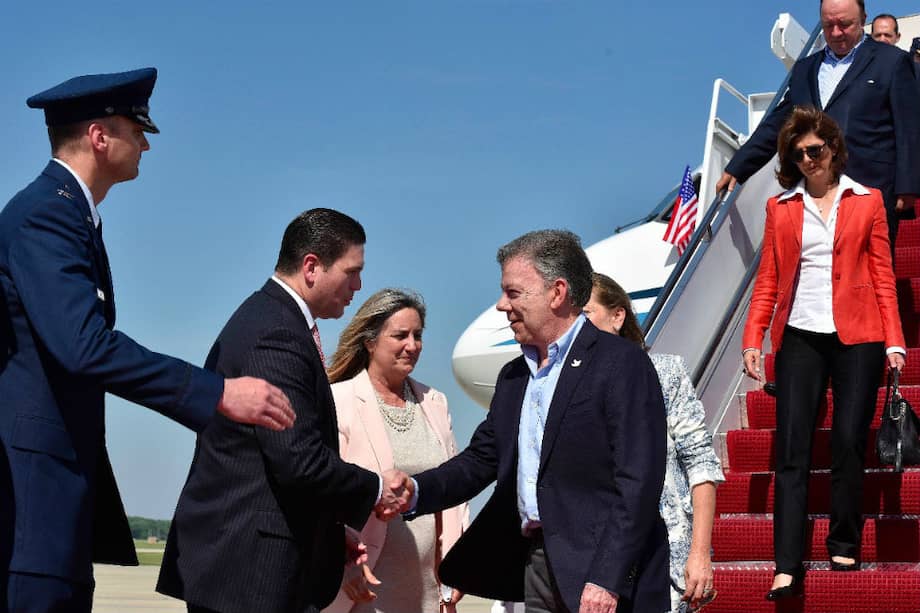 El presidente Juan Manuel Santos a su llegada a Washington. / SIG- Presidencia