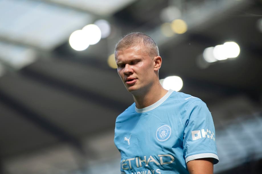 Erling Haaland, nuevo look. EFE/EPA/PETER POWELL EDITORIAL USE ONLY