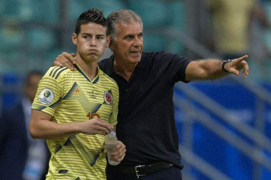 James Rodríguez y Carlos Queiroz. / Archivo