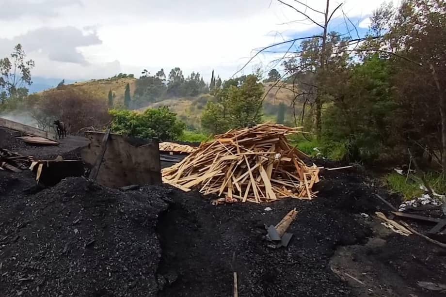 e identificaron pilas de combustión activas, utilizadas para la producción de carbón vegetal, con dimensiones aproximadas de cuatro metros de largo, dos metros de ancho y dos metros de altura, así como otras estructuras en proceso de armado,