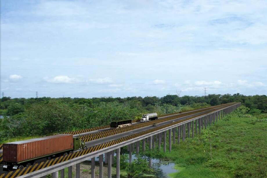 Simulación del viaducto sobre la ciénaga Palotal, en Santander. / Cortesía Gran Vía Yuma