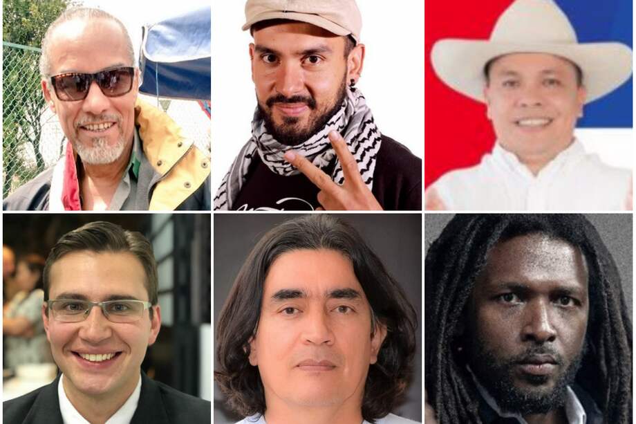 Arriba. Bruno Díaz, Manuel Garzón y Alexis Calvo. / Abajo. Jonathan Rincón, Gustavo Bolívar y Donpopo Ayara.