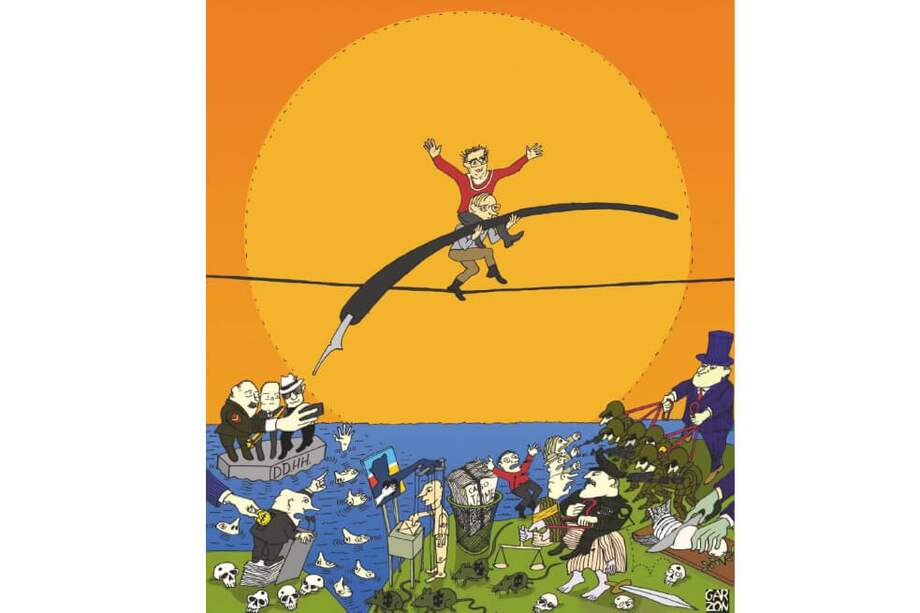 Ilustración de Alfredo Garzón sobre los 20 años del asesinato de su hermano, hecha especialmente para esta conmemoración. / Los Cartones de Garzón