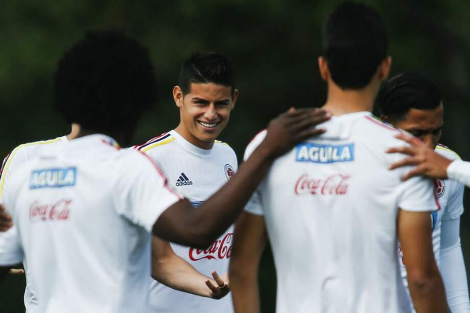 James Rodríguez durante el entrenamiento de la selección de Colombia. Foto: AFP