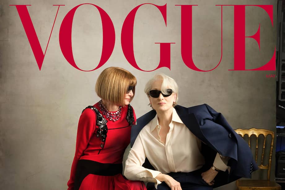 Fotografía tomada de la cuenta en X de la revista Vogue @voguemagazine que muestra su portada en la última edición. Meryl Streep y la directora editorial global de Vogue, Anna Wintour, protagonizan la portada de la revista de moda para el mes de mayo como parte de la promoción de la segunda entrega de "El diablo viste a la moda" / EFE/ @voguemagazine