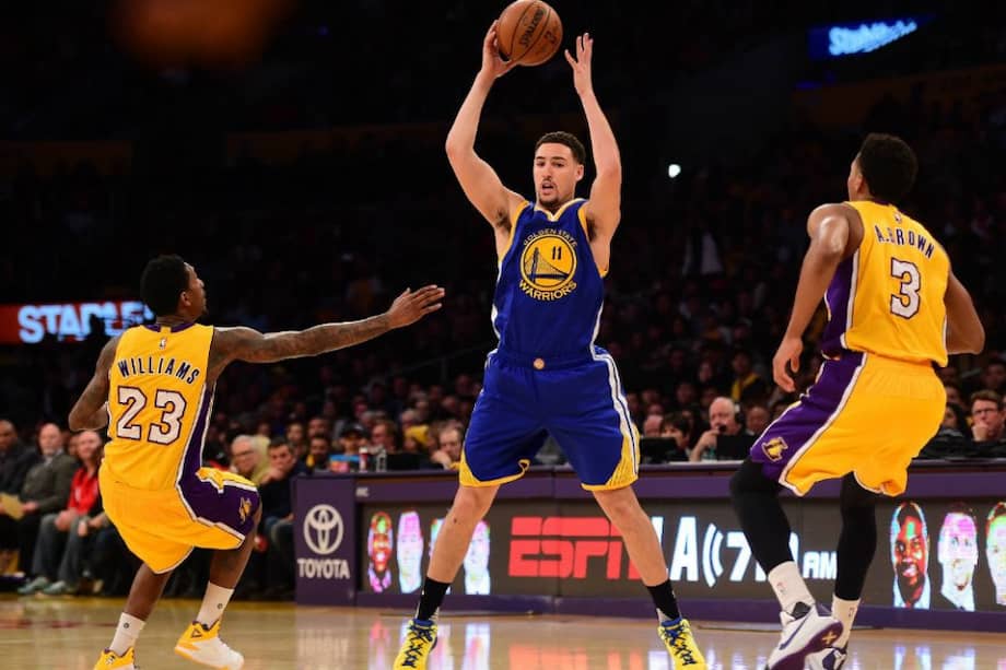 Klay Thompson aportó 36 puntos en el triunfo contra Los Lakers. Foto: AFP