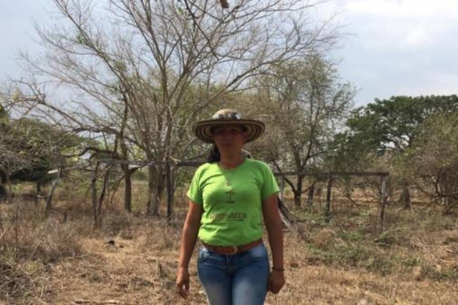 Lesa Daza, líder de Salaminita durante la diligencia de entrega de predios rurales en este corregimiento. / Cortesía CCJ