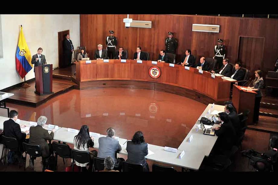El presidente Juan Manuel Santos inauguró con su intervención la audiencia pública sobre el Marco Jurídico para la Paz que se dio ayer en el Palacio de Justicia. / David Campuzano