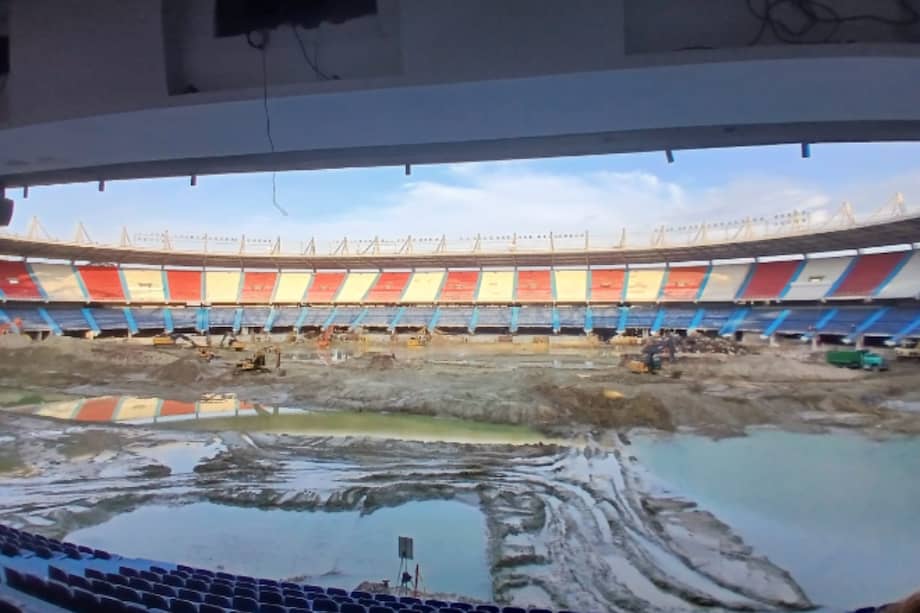 El interior del estadio Roberto Meléndez de Barranquilla, en medio de su remodelación.