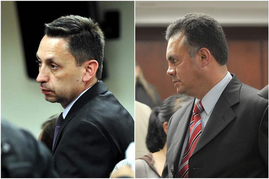 Los coroneles José Javier Vivas (izq.) y Nelson de Jesús Arévalo se negaron a aceptar los cargos que les imputó la Fiscalía porque, al perecer, habrían alterado la escena del crimen. / David Campuzano - El Espectador