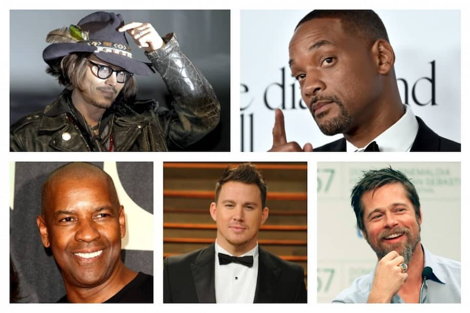 Los actores Johnny Depp, Will Smith, Denzel Washington, Channing Tatum y Brad Pitt.