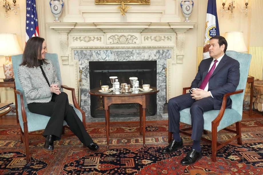 Foto de archivo. El secretario de Estado de Estados Unidos, Marco Rubio, reunido en enero con la líder opositora venezolana, María Corina Machado, para hablar de la "transición real" en Venezuela.