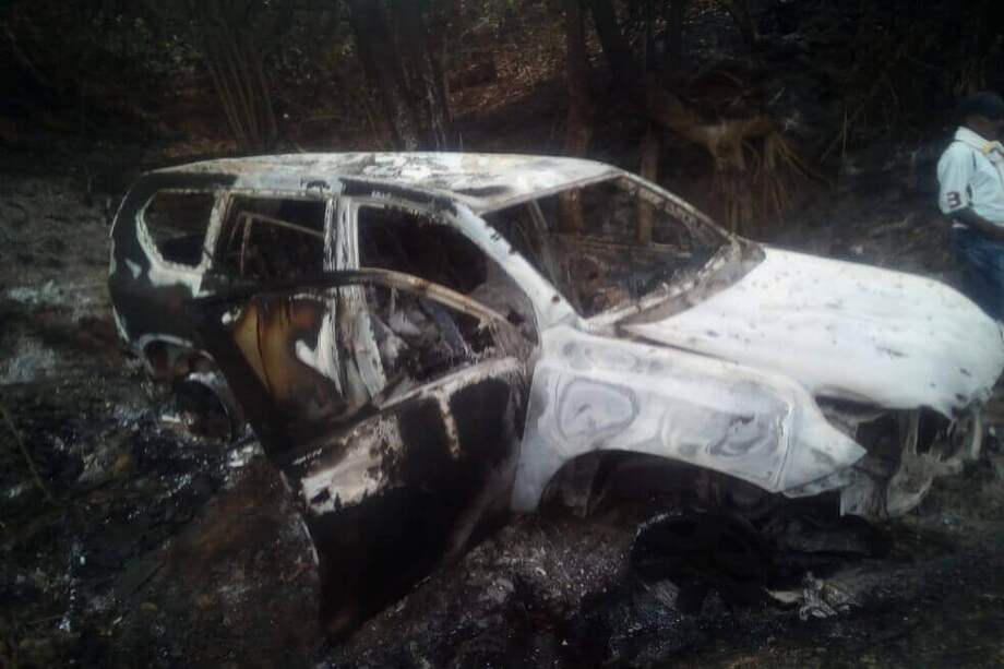Así quedó el carro en el que se desplazaba Karina García, candidata asesinada en Suárez, Cauca. / Archivo El Espectador