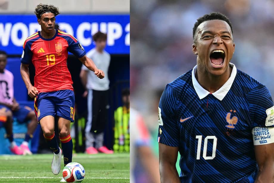 Lamine Yamal, estrella de España, y Kylian Mbappé, estrella de Francia antes del partido de las semifinales en el Mundial 2026 en el AT&T Stadium de Arlington, Dallas.