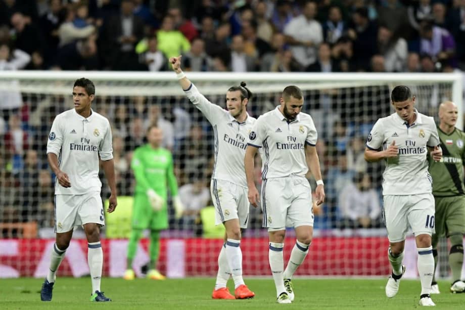 Gareth Bale celebra el primer gol del partido en el Bernabéu. Foto: AFP