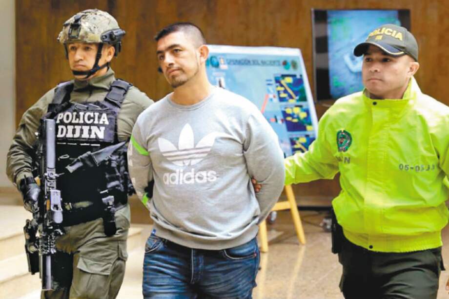 Édinson Washington Prado Alava el pasado 11 de abril, cuando fue capturado y presentado en Bogotá. / EFE