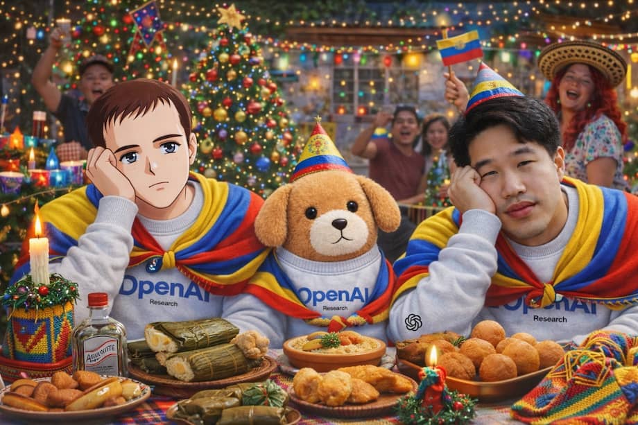 Una escena navideña generada por ChatGPT Imágenes con un toque colombiano.