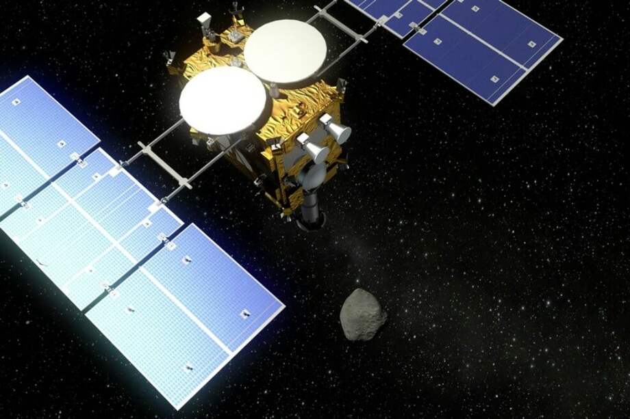 Ilustración de la sonda Hayabusa2 sobre el asteroide Ryugu. / Wikimedia - Creative Commons - Deutsches Zentrum für Luft- und Raumfahrt (DLR)