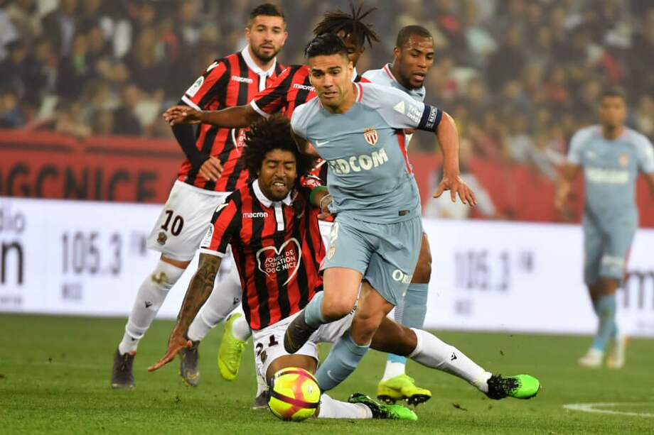 Falcao, durante el partido de este viernes ante Niza. / AFP