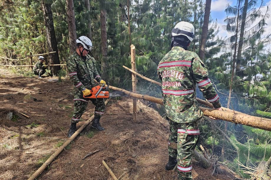El Ejército adelantó trabajos de rehabilitación del sendero Pico de Águila, vía de acceso alterna a Monserrate.