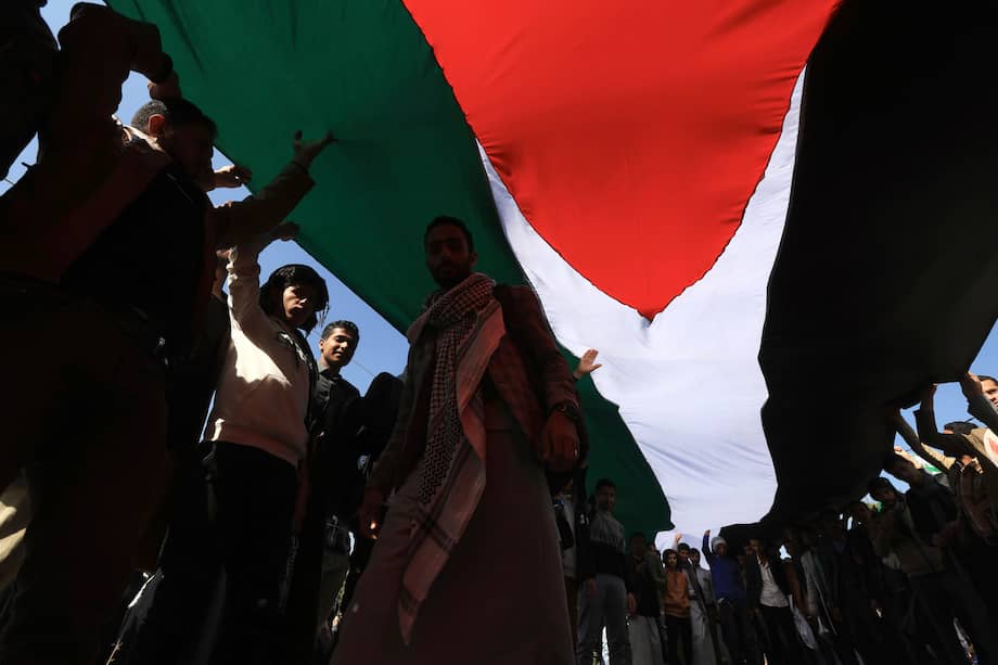 Protestas a favor de la causa palestina en Yemen.