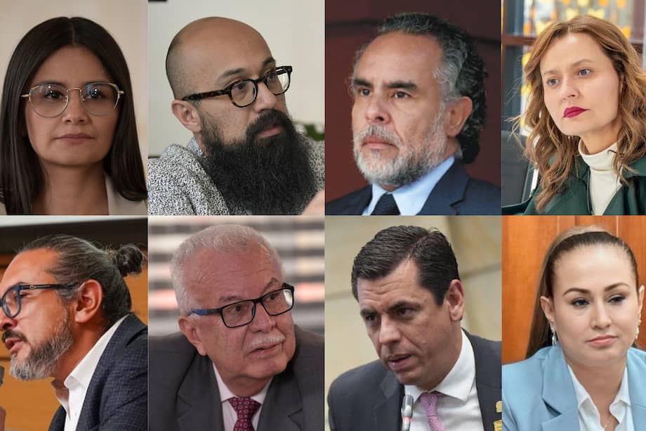 De izquierda a derecha: Angie Rodríguez, Carlos Carrillo, Armando Benedetti, Katherine Rojas, Andrés Charry, Francisco Pareja, Julio Elías y Berenice Bedoya.