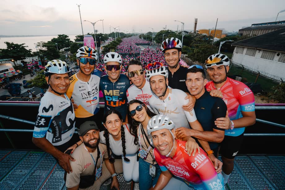 Rigoberto Urán y sus invitados internacionales de lujo: Vincenzo Nibali, Nairo Quintana, Fabio Aru, Egan Bernal, Óscar Sevilla y Sergio Henao.