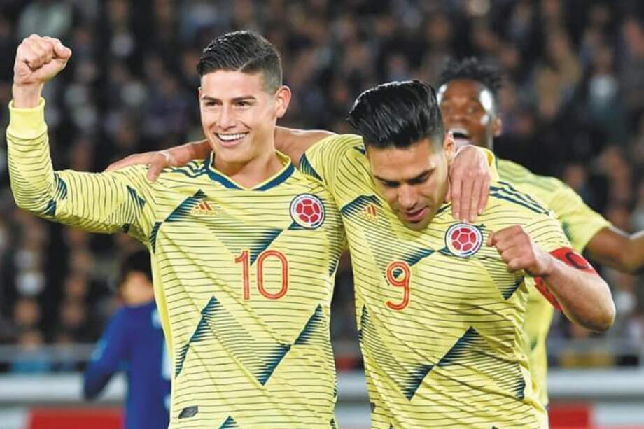 James Rodríguez y Falcao García, referentes del combinado nacional que debutará en la Copa América ante Argentina el sábado 15 de junio. / AFP