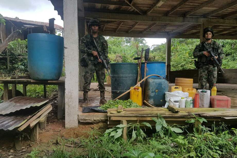 En Puerto Leguízamo (Putumayo) se destruyó un laboratorio de procesamiento de pasta de coca. / Armada Nacional