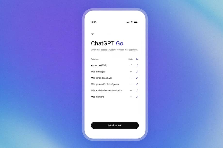 ChatGPT Go, la nueva versión de bajo costo de OpenAI, ya está disponible en Colombia con beneficios para usuarios de Rappi.